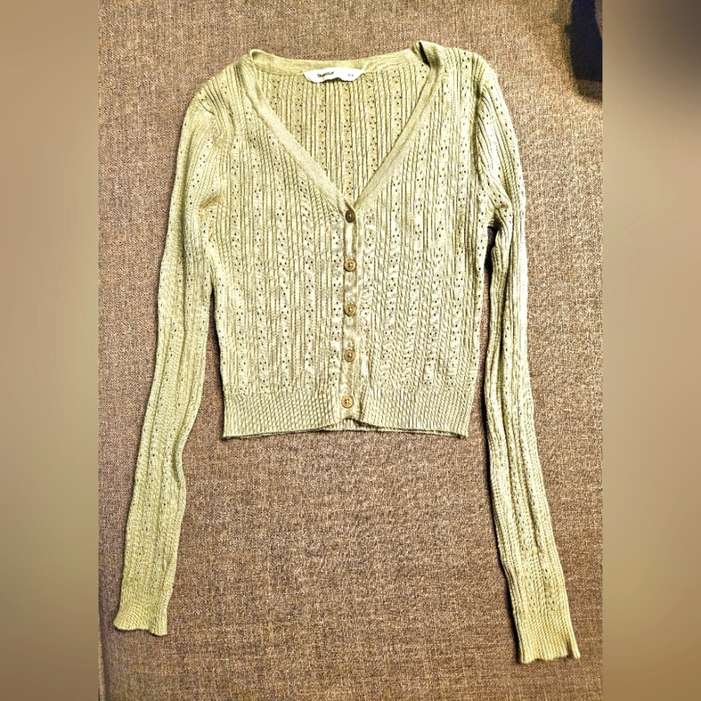 Light Green Cropped Cardigan